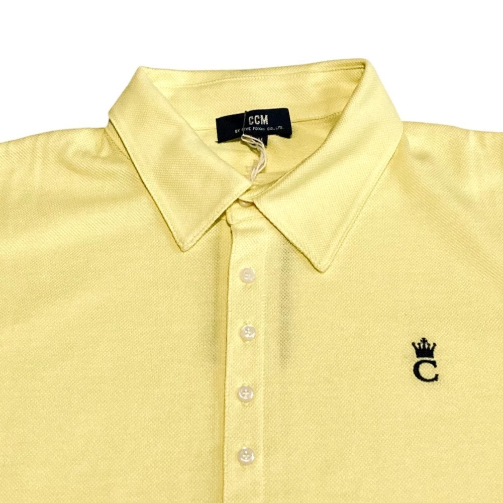 新品正規70％OFF CCM シーシーエム コムサイズム ポロシャツ M 黄色 ロゴ刺繍 サイドスリット タイト g012m st_画像6