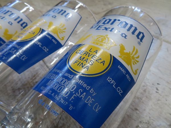 【未使用/ビンテージ/非売品】 1990年代 corona Extra/コロナビール ビッグ グラス 3個set 日本製 検索用⇒ メキシコ/モデーロ/D1029_画像6