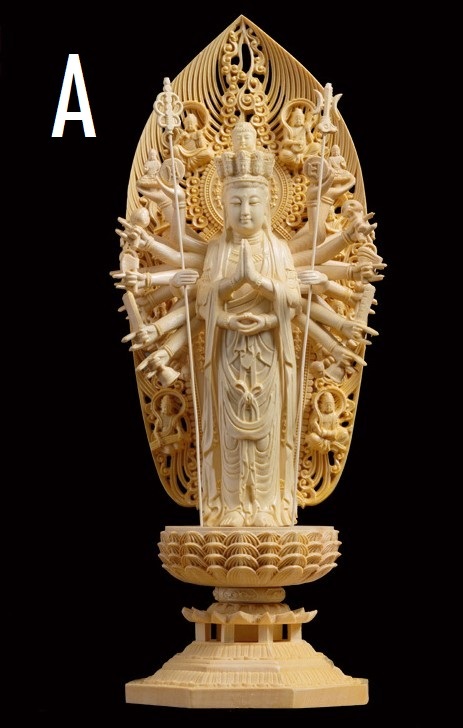 極上品 千手観音菩薩 精密彫刻 仏教美術 手彫り 木彫仏像 仏師手仕上げ品-