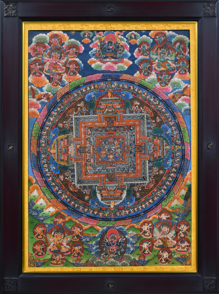 メーカー包装済 チベット タンカ 仏画 絹本 肉筆 仏教美術 観音菩薩