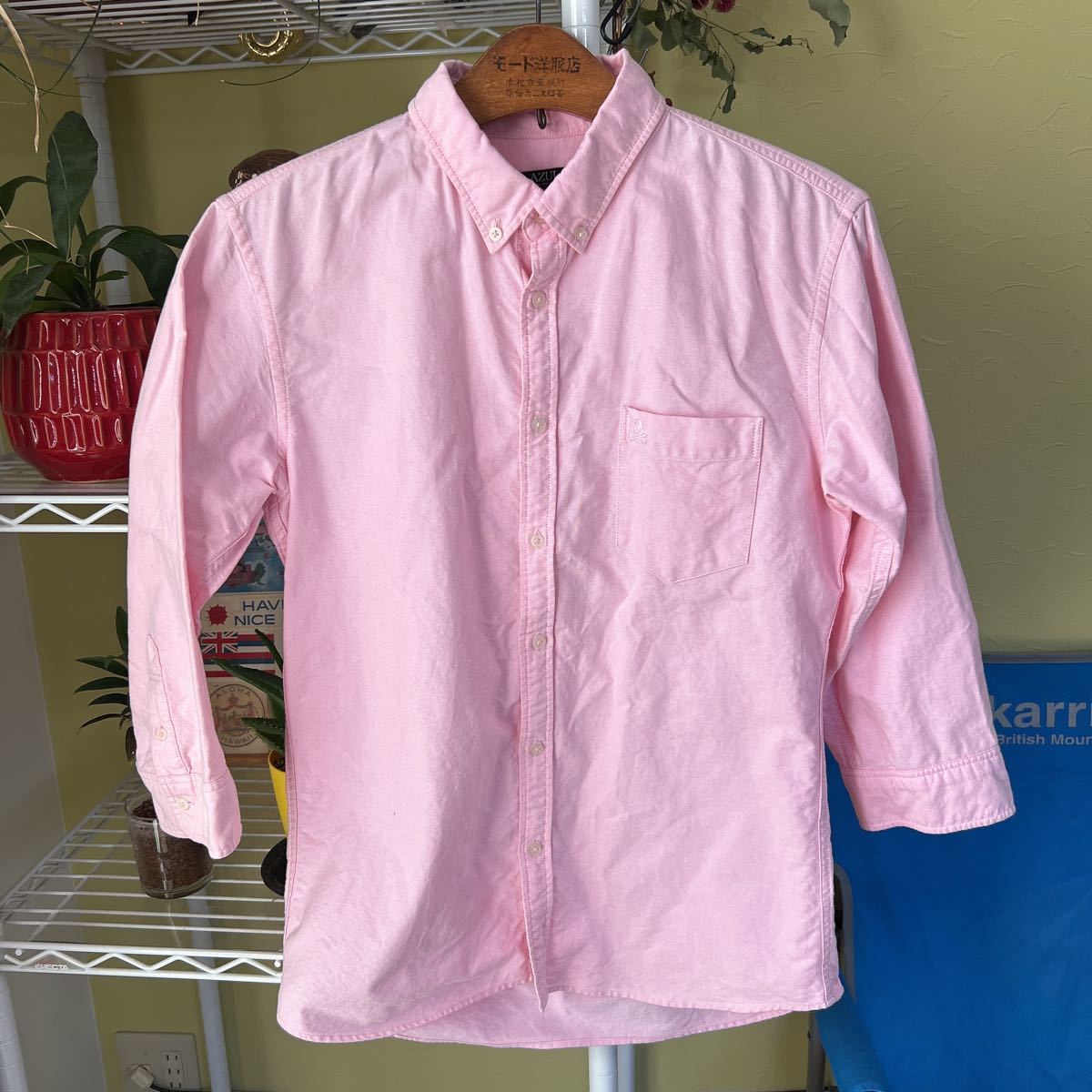 AZUL オックスフォード ボタンダウンシャツ ピンク Mの画像2