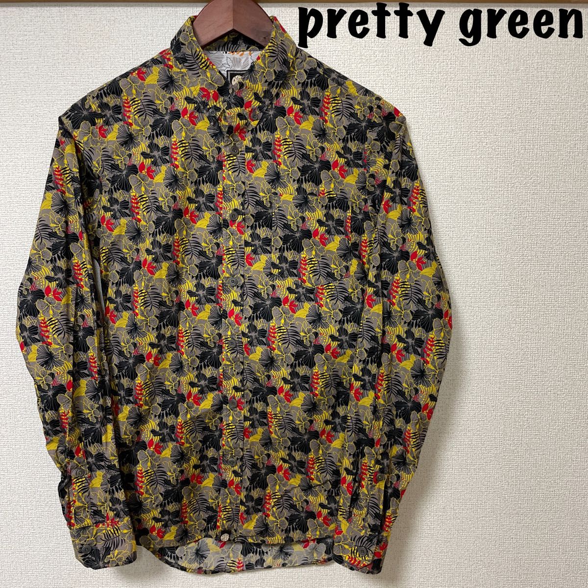 pretty green プリティーグリーン 長袖シャツ ボタンダウン 花柄 1