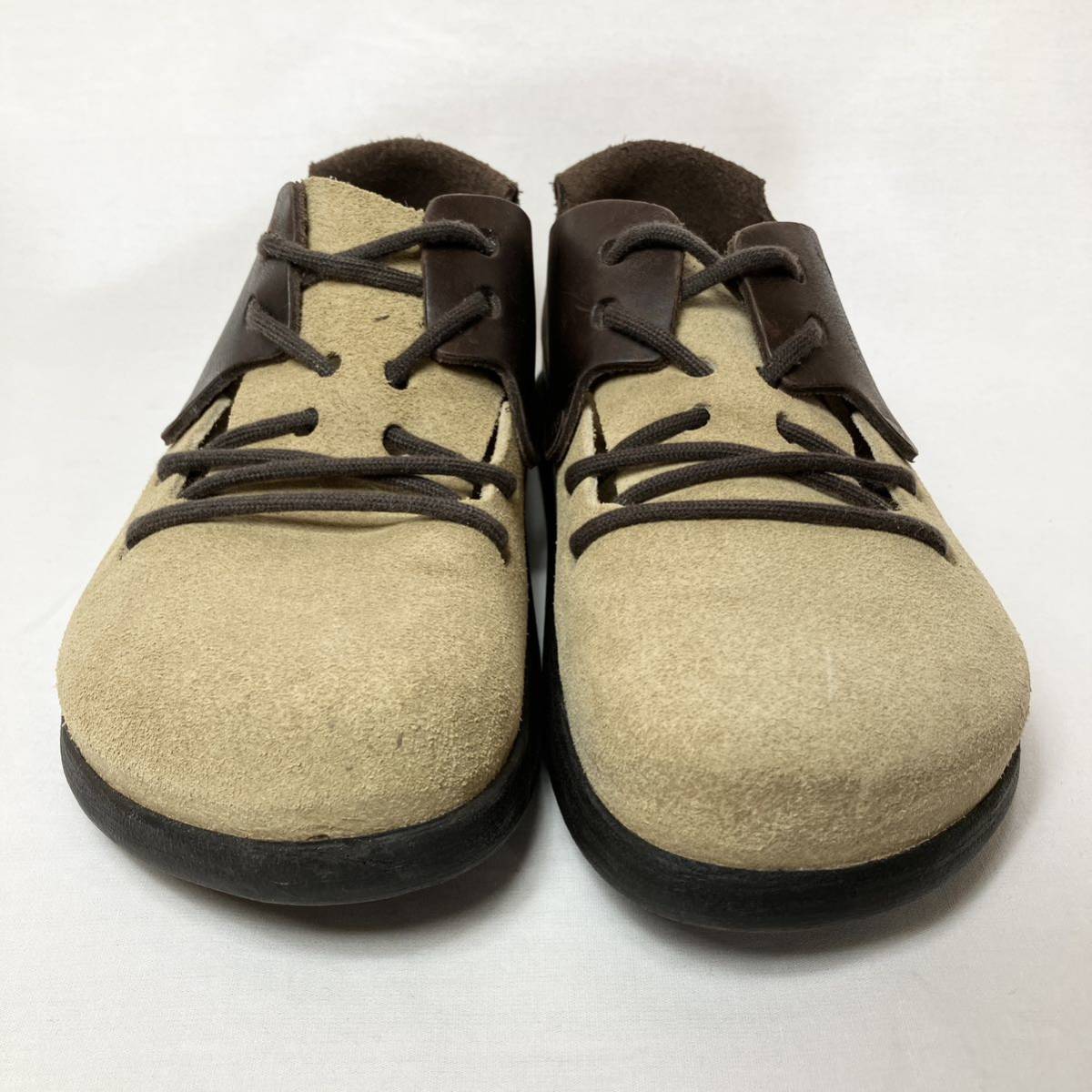 【美品】BIRKENSTOCK ビルケンシュトック モンタナ ベージュスエード×ダークブラウンレザー サイズ25cm 39E ポルトガル製 サンダル 革靴_画像2