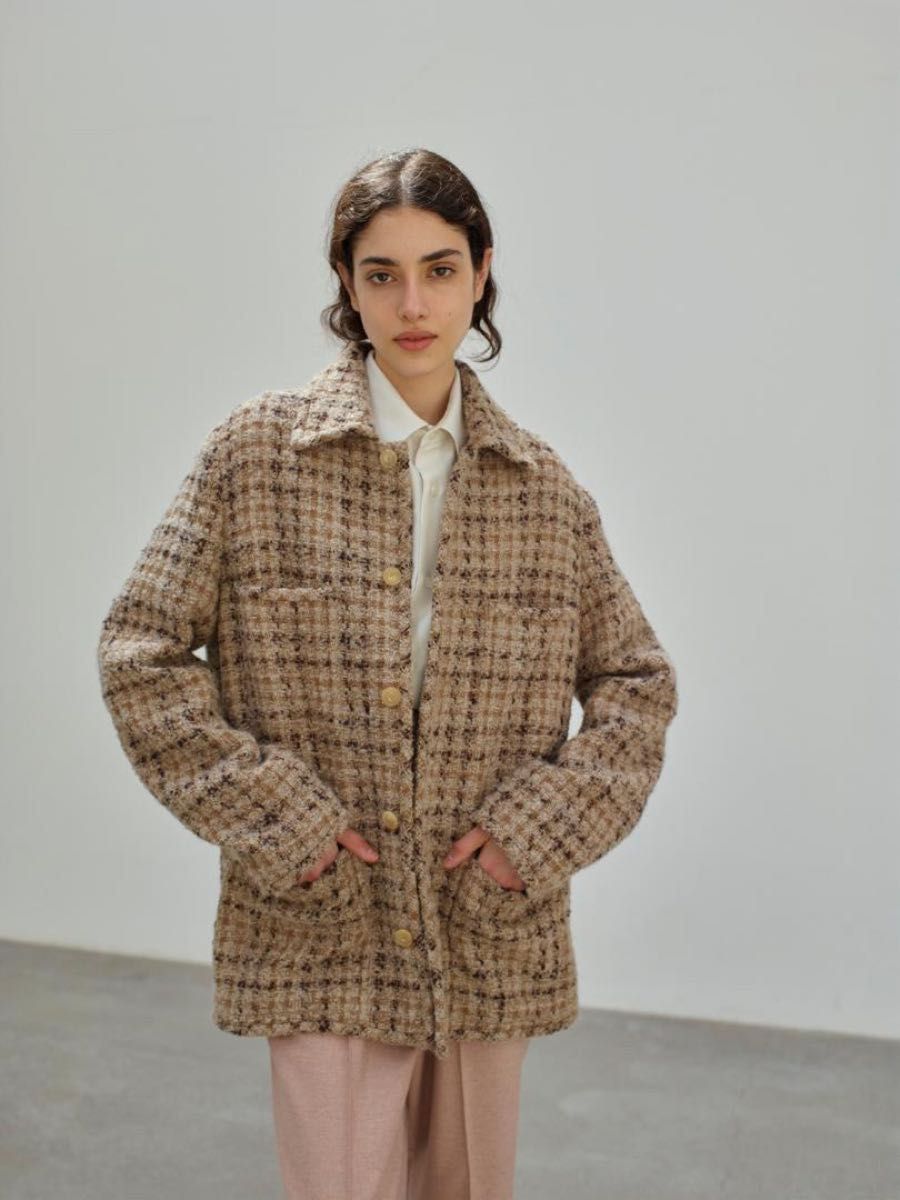 22AW AURALEE HOMESPUN TWEED BLOUSON 0 美品