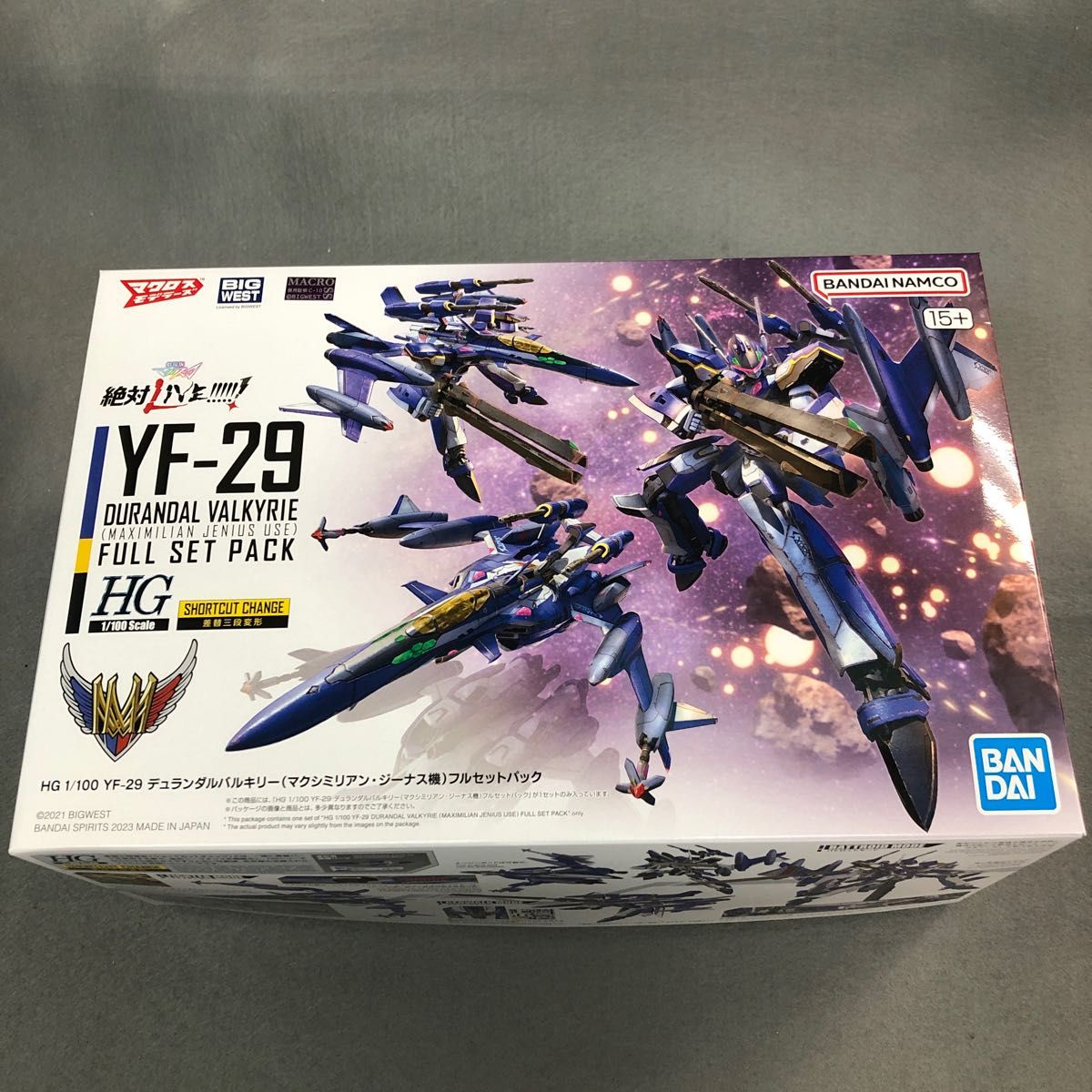 バンダイYF-29デュランダルバルキリー２種（マクジミリアンフルセットパックと早乙女機）YF-19 本体&デカール1/100HG 