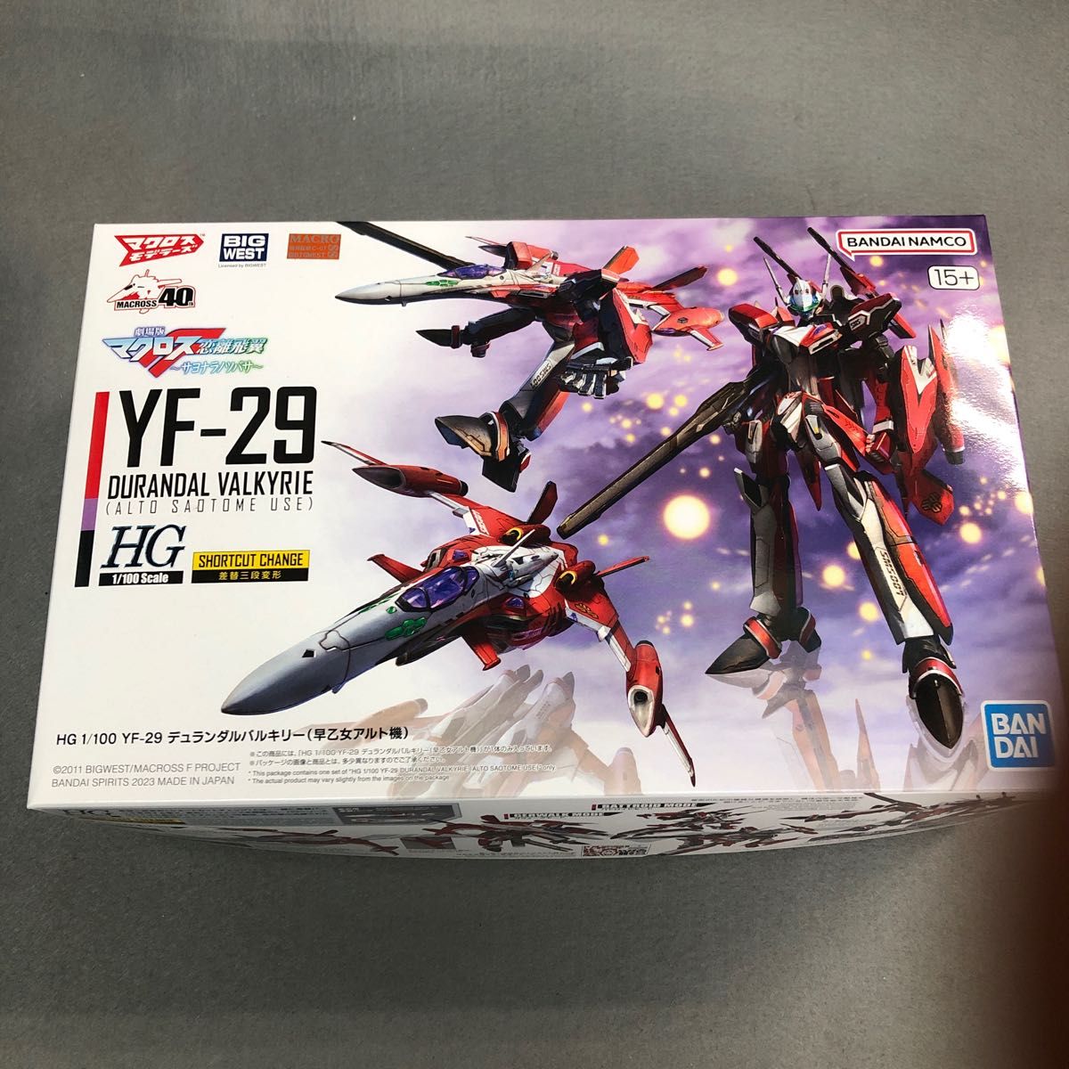 バンダイYF-29デュランダルバルキリー２種（マクジミリアンフルセットパックと早乙女機）YF-19 本体&デカール1/100HG 