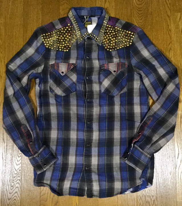 話題の人気 RECYCLE RAG 未使用!!「RA-RE RAG 代理店正規品 SIZE:M Blue×Purple フランネルシャツ スタッズ加工装飾 RESTYLE」チェック柄 Mサイズ 話題の人気 RECYCLE RAG 未使用!!「RA-RE RAG 代理店正規品 SIZE:M Blue×Purple フランネルシャツ スタッズ加工装飾 RESTYLE」チェック柄 Mサイズ