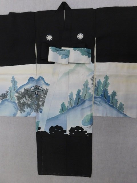 〔楽布〕P26239　正絹　男の子　着物　古布古裂　大正ロマン　ｋ