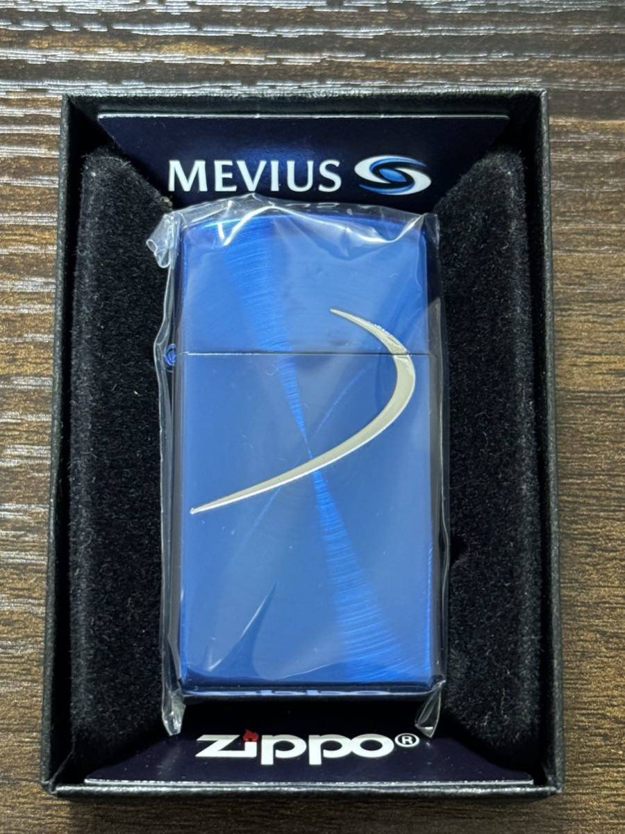 zippo MEVIUS Blue Armor Case 限定品 メビウス 両面 スピンカット 2016年製 2面刻印 アーマー デットストック スリム ブルー 特殊加工品