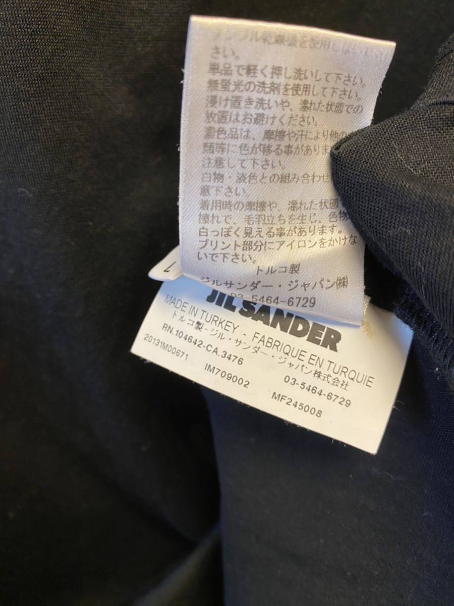 国内正規 JIL SANDER ジルサンダー Vネック Tシャツ 黒 L ジルサンダー