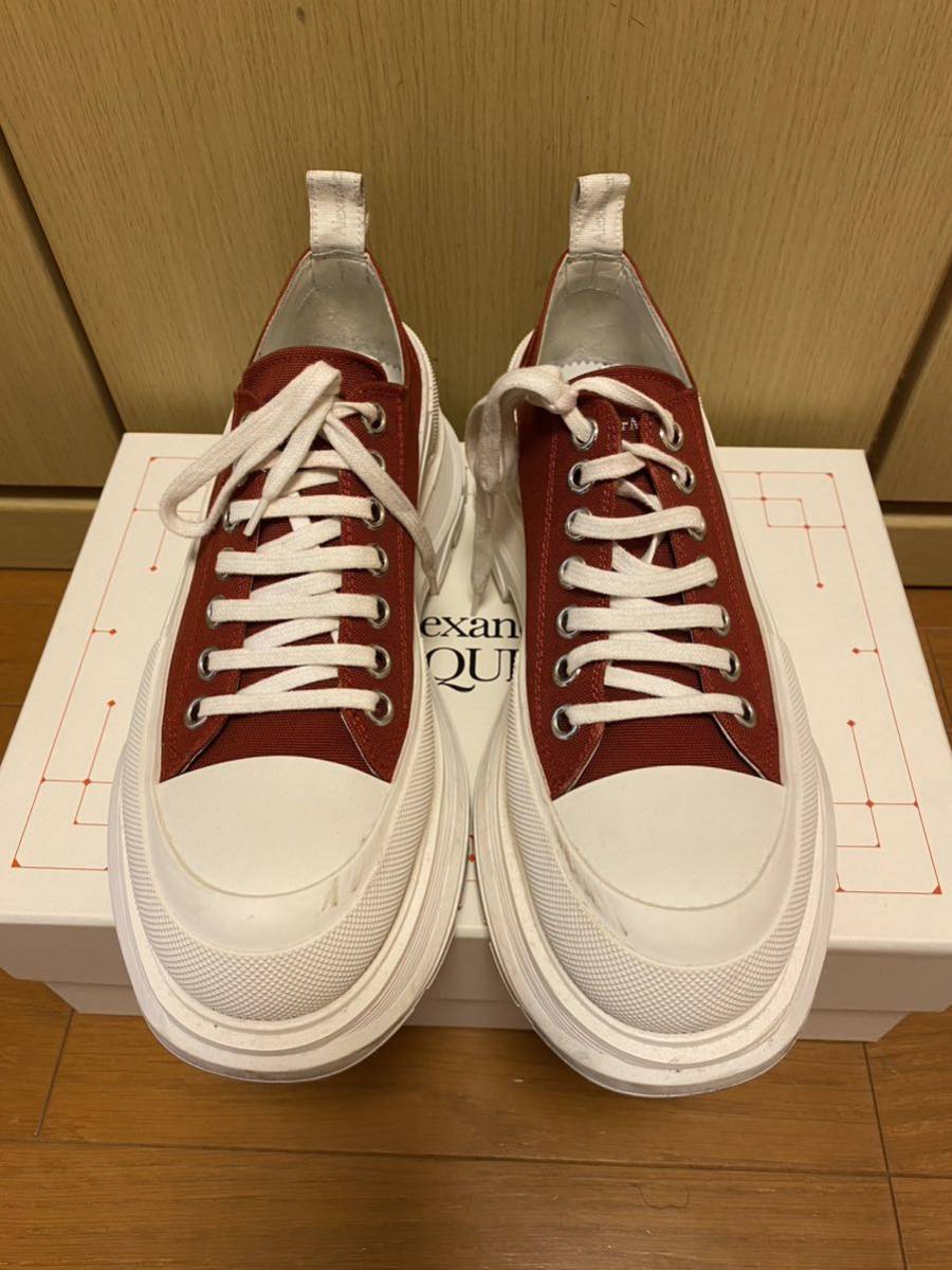  regular 22SS ALEXANDER McQUEEN Alexander McQueen TREAD SLICKto red abrasion k over sole canvas sneakers red white 42