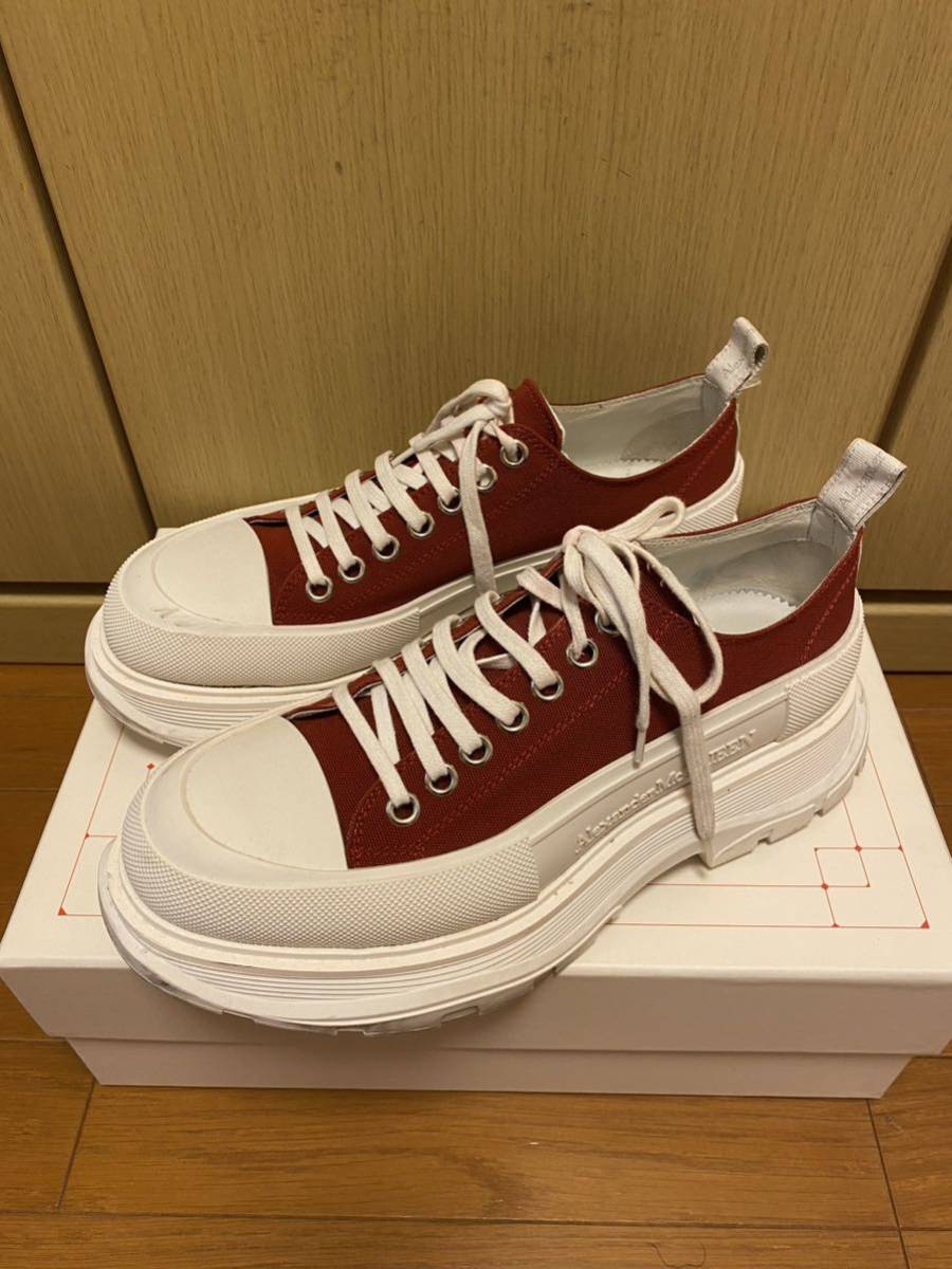  regular 22SS ALEXANDER McQUEEN Alexander McQueen TREAD SLICKto red abrasion k over sole canvas sneakers red white 42