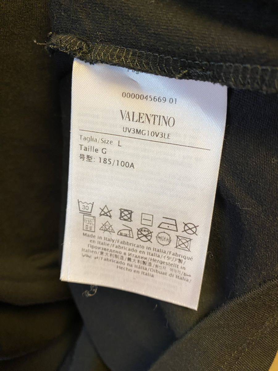 正規 20SS VALENTINO ヴァレンティノ VLTN 白 ロゴ クルーネック Tシャツ 黒 L UV3MG10V3LE_画像3