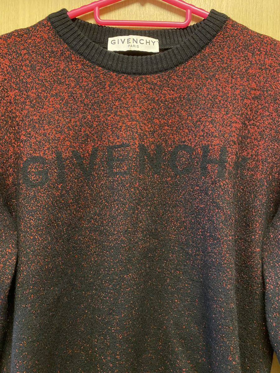 正規 21AW Givenchy ジバンシィ Matthew Williams マシューウィリアムズ ラメ グラデーション ロゴ ニット 黒赤 M BM90BR4Y5G_画像2