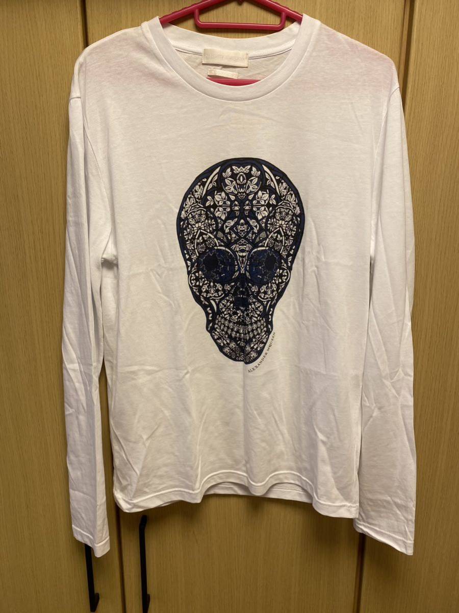 国内正規 13SS ALEXANDER McQUEEN アレキサンダーマックイーン ドットスカル ロングスリーブ Tシャツ ロンT 白 XS 311869 QAZ65_画像1