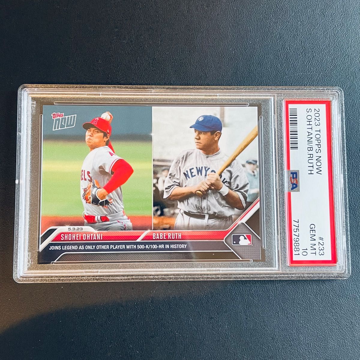 PSA10】大谷翔平 100HR&500奪三振 topps now 記念カード ベーブルース