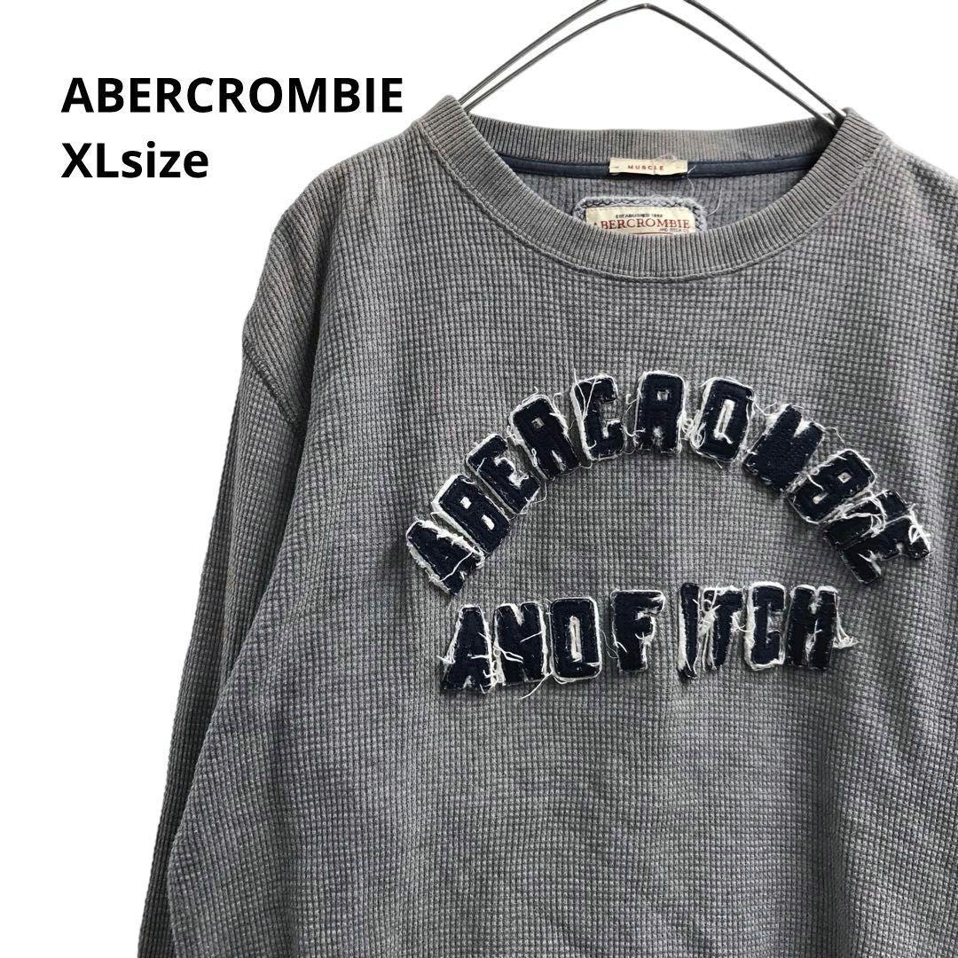 ABERCROMBIE ロンT ロゴワッペングレー メンズXL a30