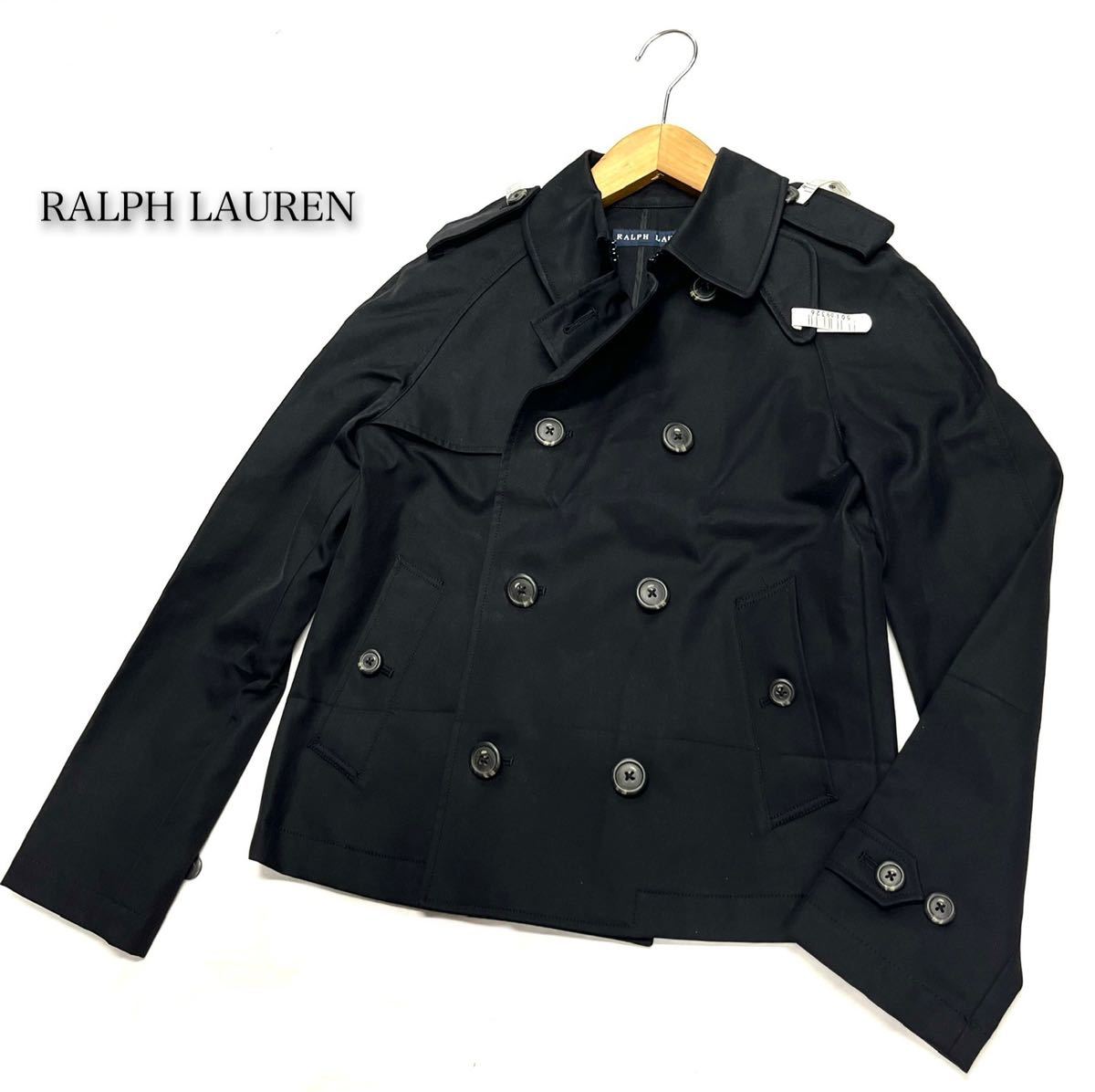 RALPH LAUREN★ラルフローレン★インパクト21 日本製（9）ショート トレンチコート ジャケット/黒 美品_画像1