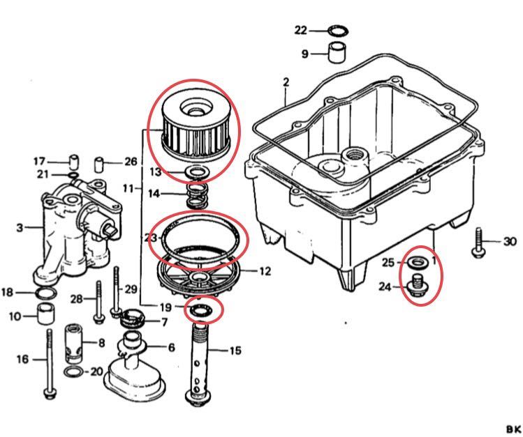 【送料無料】ホンダ純正VT250F インテグラ VT250Z オイルフィルター ドレンボルト パッキンセット(ガスケット エレメント MC08 デイトナ)_画像2