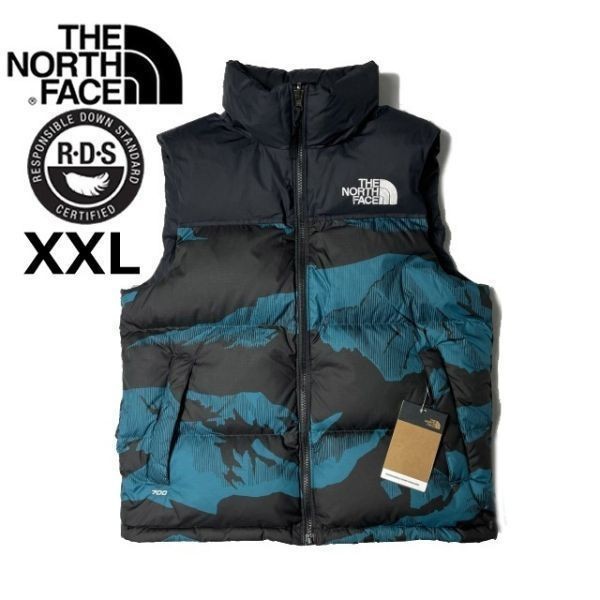 売切り【正規新品】THE NORTH FACE PRINTED 1996 RETRO NUPTSE VEST ダウンベスト ヌプシ RDS 700フィル US限定(XXL)青 総柄 ① 190122-115_画像3