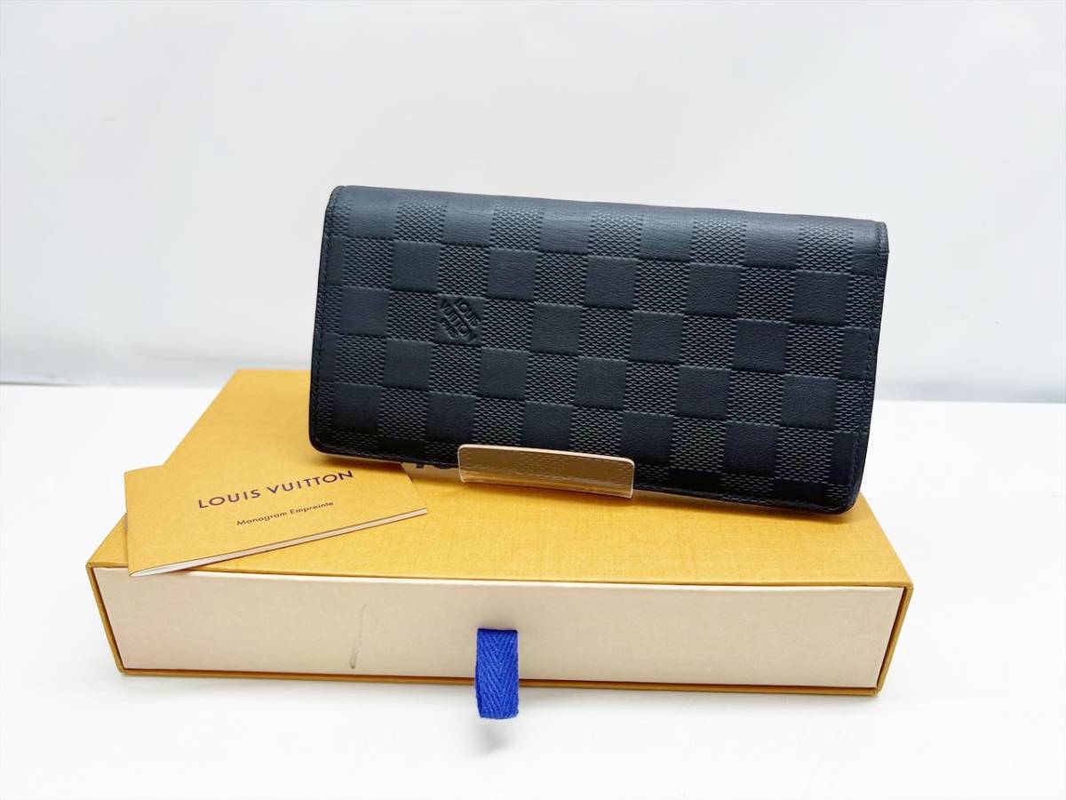 美品　Louis Vuitton　ルイヴィトン　ダミエアンフィニ　 ポルトフォイユブラザ　二つ折り長財布　オニキス　N63010