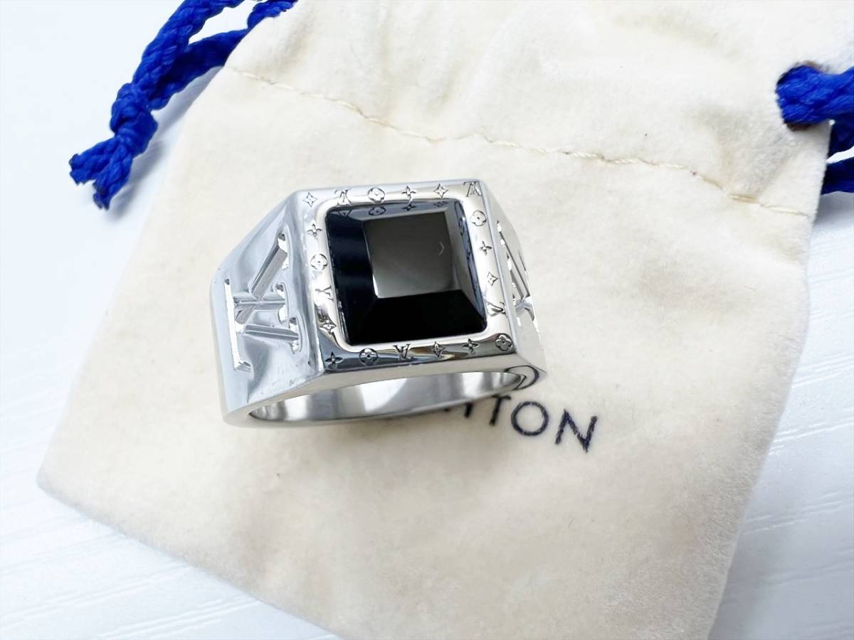 良好品 Louis Vuitton ルイヴィトン LV オニキス リング 指輪 M 約19号