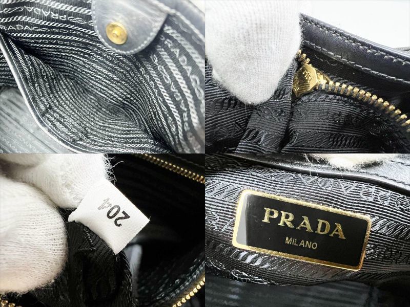 PRADA プラダ トライアングルロゴ キャンバス トートバッグ 黒 1BG158の画像9