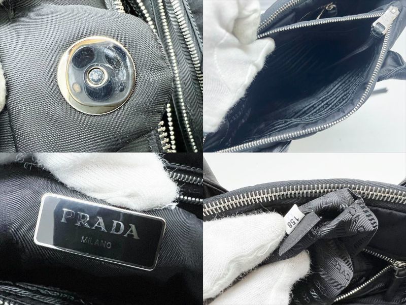 美品　PRADA　トライアングルロゴ　テスートボンバー　2WAY　トートバッグ　黒　1BG636