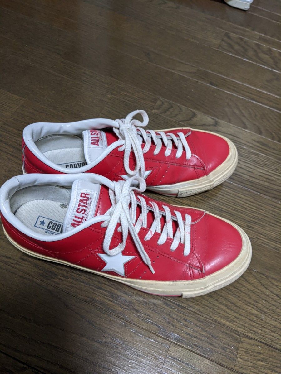 送料込　コンバース　ワンスター　赤　us7　日本製 青枠 converse one star J 