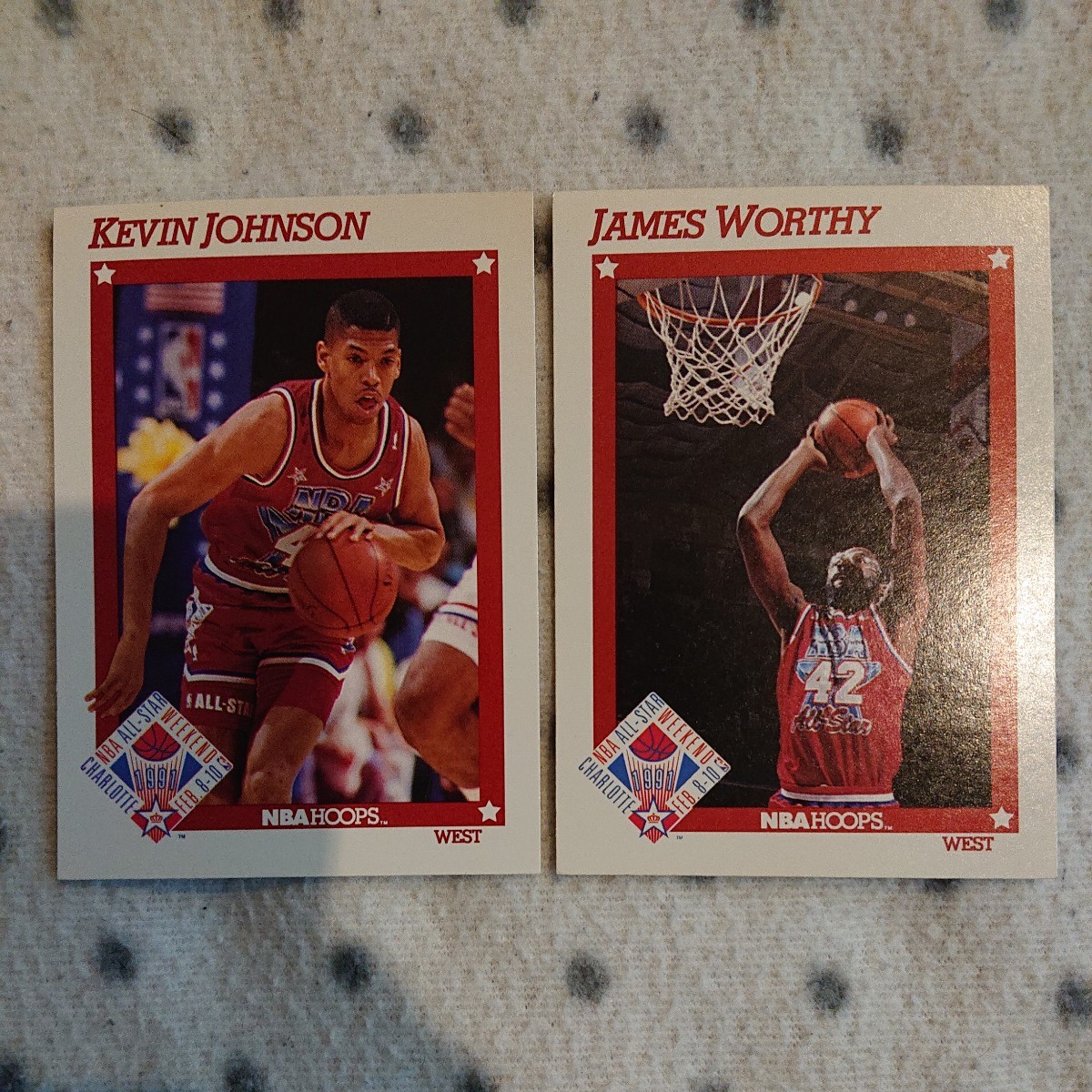 HOOPS 1991 ☆ ALL-STARS 91 2枚セット ☆ KEVIN JOHNSON , JAMES WORTHY ☆ NBA ALL-STAR WEEKEND CHARLOTTE_画像1