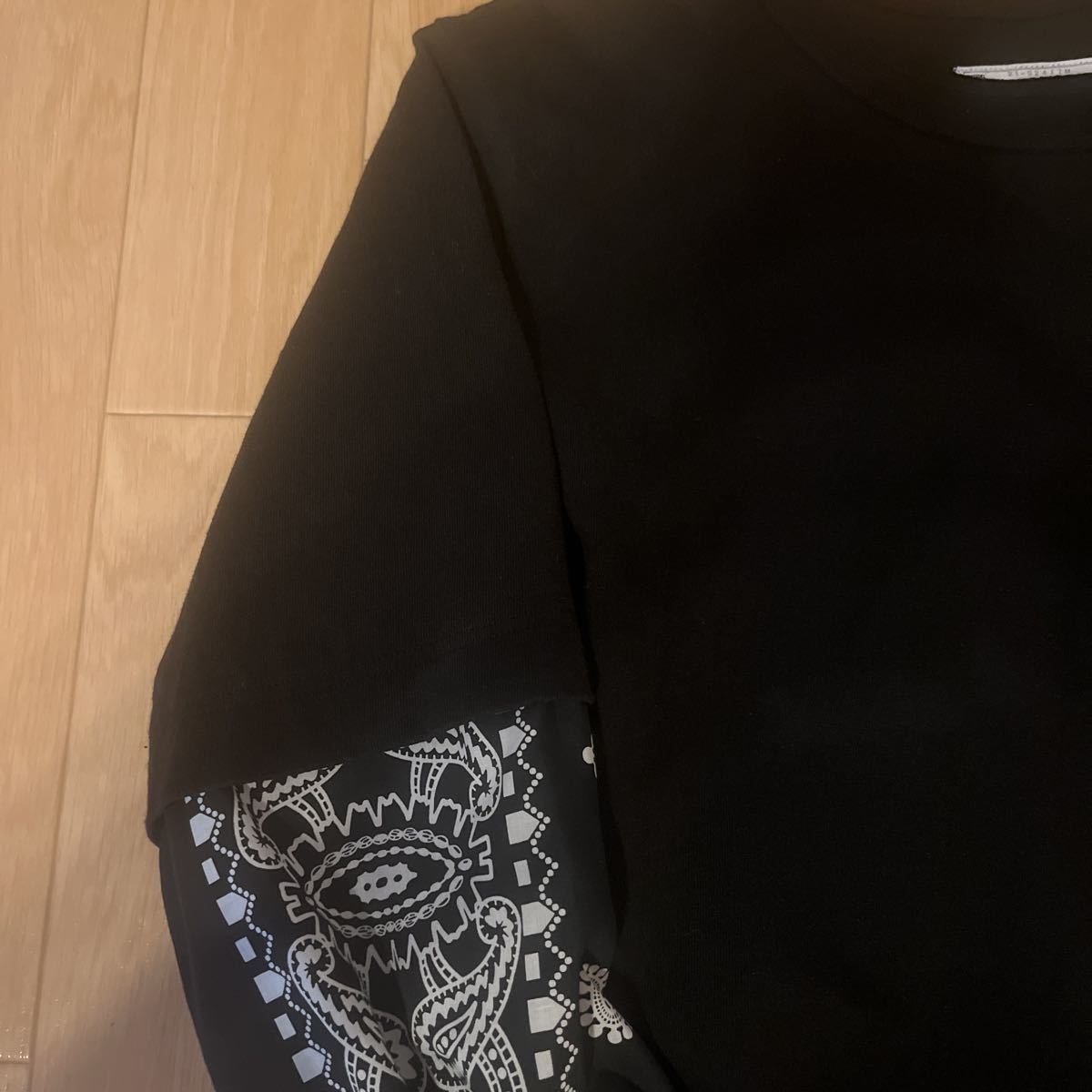 sacai 21AW ペイズリー切替ロンT BANDANA BLACK 4 サカイ　Tシャツ_画像3