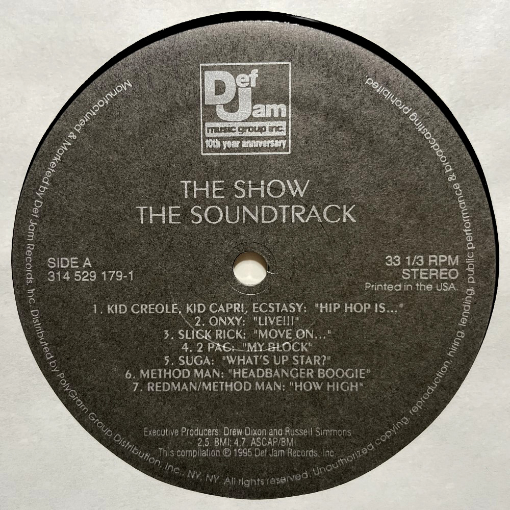 The Show (Original Soundtrack) 【US ORIGINAL 2xLP】 2Pac Dr. Dre Snoop Dogg Notorious B.I.G Method Man & Redman Def Jam_画像4