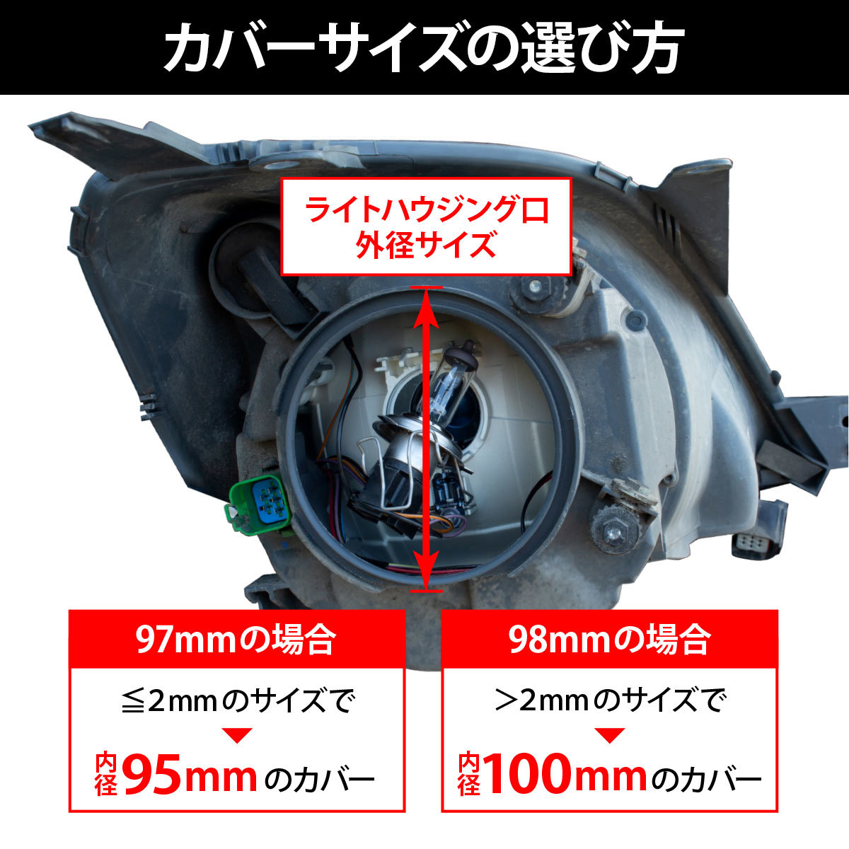 ゴムカバー 汎用 内径 85mm ２個セット 車 バイク ヘッドライト LED バルブ HIDをLED化 ラバー キャップ ダストカバー 裏 蓋 防塵 防水_画像5