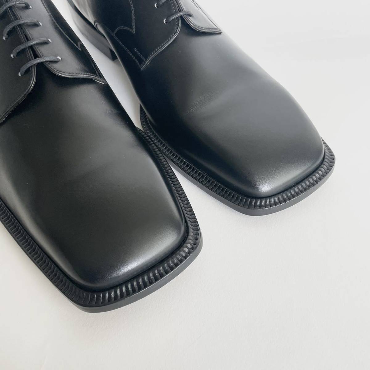 未使用 LOUIS VUITTON スクエアトゥ ドレスシューズ 9.5 ブラック ルイヴィトン ビジネスシューズ 革靴 28.5cm_画像3