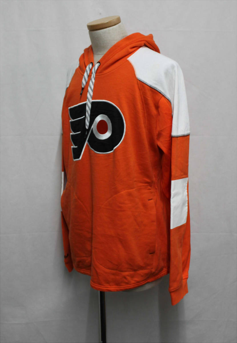 #74_0058 【中古品】 [Reebok］ フェイスオフコレクション フィラデルフィア フライヤーズ ホッケー NHL パーカー メンズ XL オレンジ_画像2