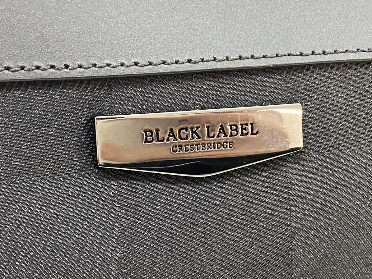 R3J118◆本物◆ ブラックレーベル BLACK LABEL CRESTBRIDGE ナイロン×本革レザー ブラック色 チェック柄 ロゴ ショルダー クラッチバッグ_画像10