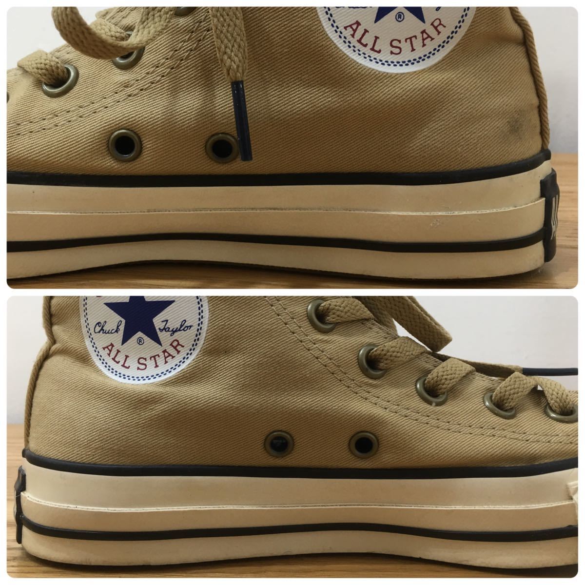 D3J008◆ コンバース CONVERSE オールスター ALLSTAR ベージュ ハイカット スニーカー 24cm_画像6