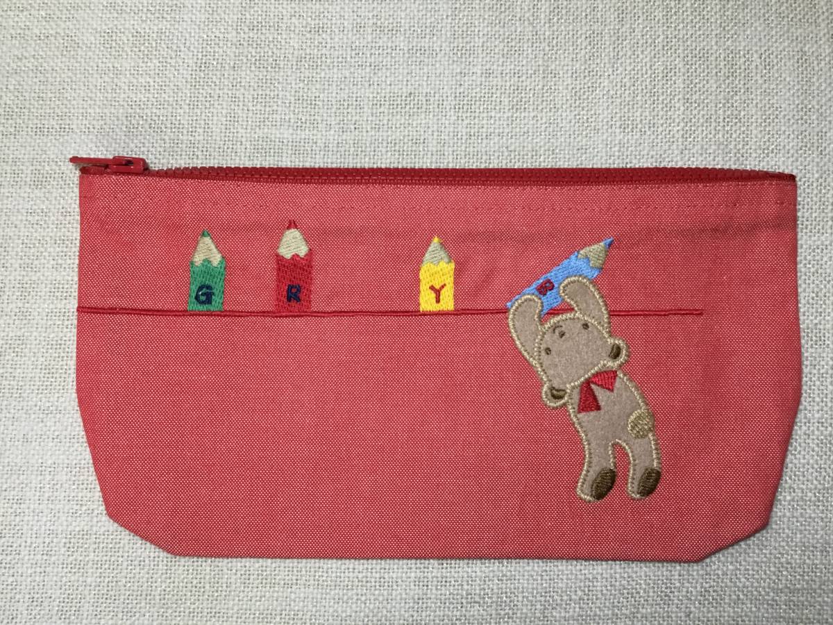  Familia * pen case / bear pencil * red teddy bear pouch familiar. bear writing brush box 
