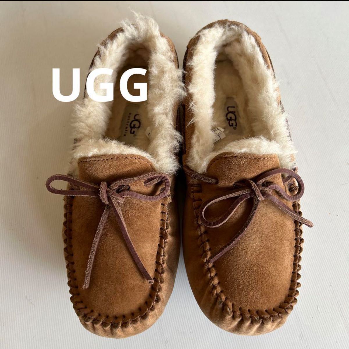 UGG アグ ファー モカシン シューズ チェスナット US 6 23cm