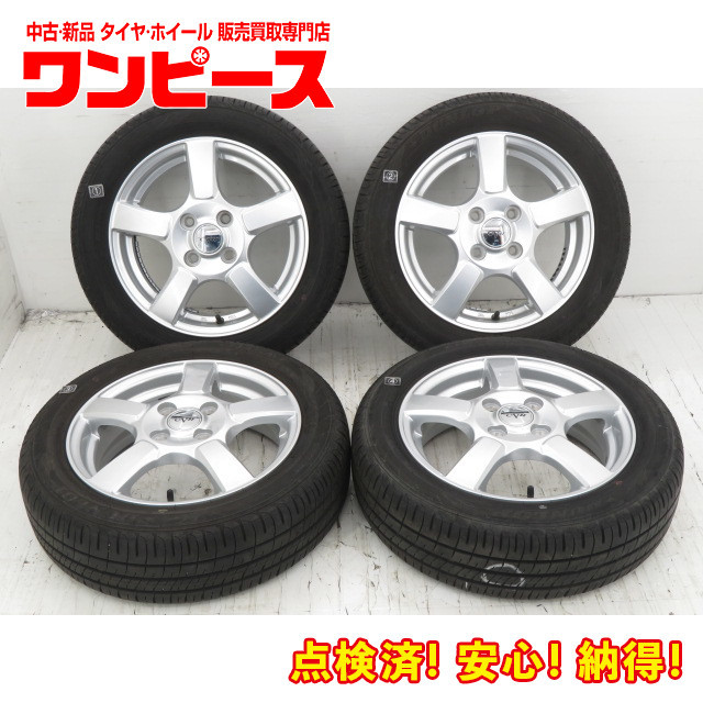 中古タイヤ 未使用ホイールセット 165/60R14 75H 14インチ 14x4.5J +53 4穴 PCD100 ダンロップ 夏 送料無料（沖縄、離島除く）a18781_画像1