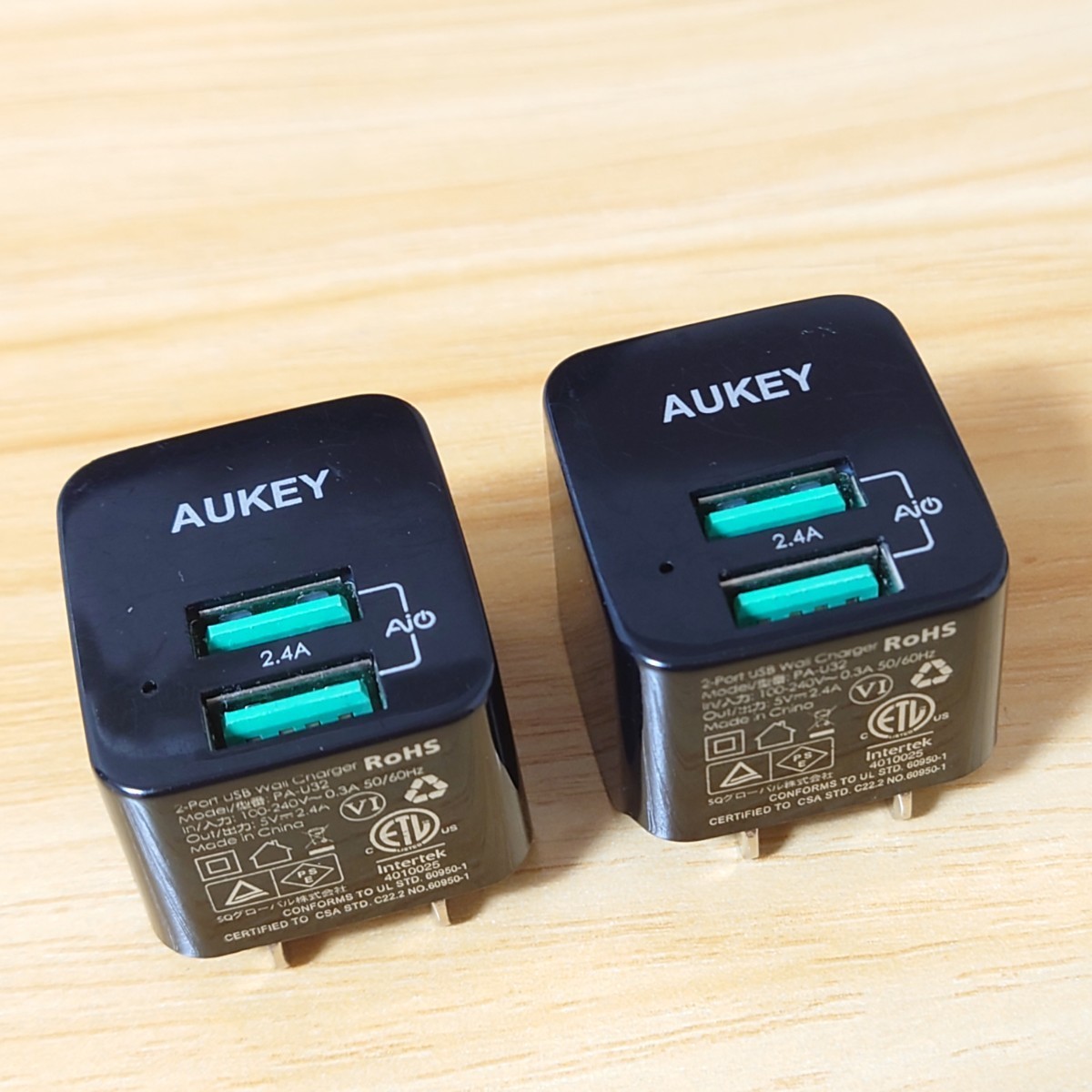 [ стоимость доставки 185 иен ]AUKEY USB зарядное устройство 2 шт. комплект AC адаптор белый 2 порт миниатюрный складной легкий compact AiPower функция установка мобильный легкий 