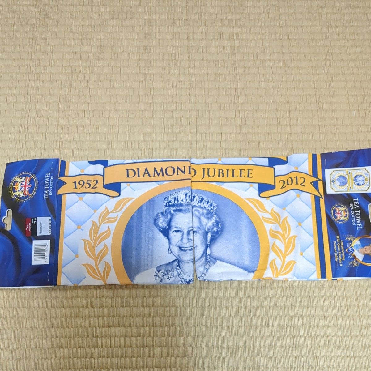 【送料込み】未使用品　エリザベス女王　ダイアモンドジュビリー記念ティータオル2枚セット　即位60周年記念