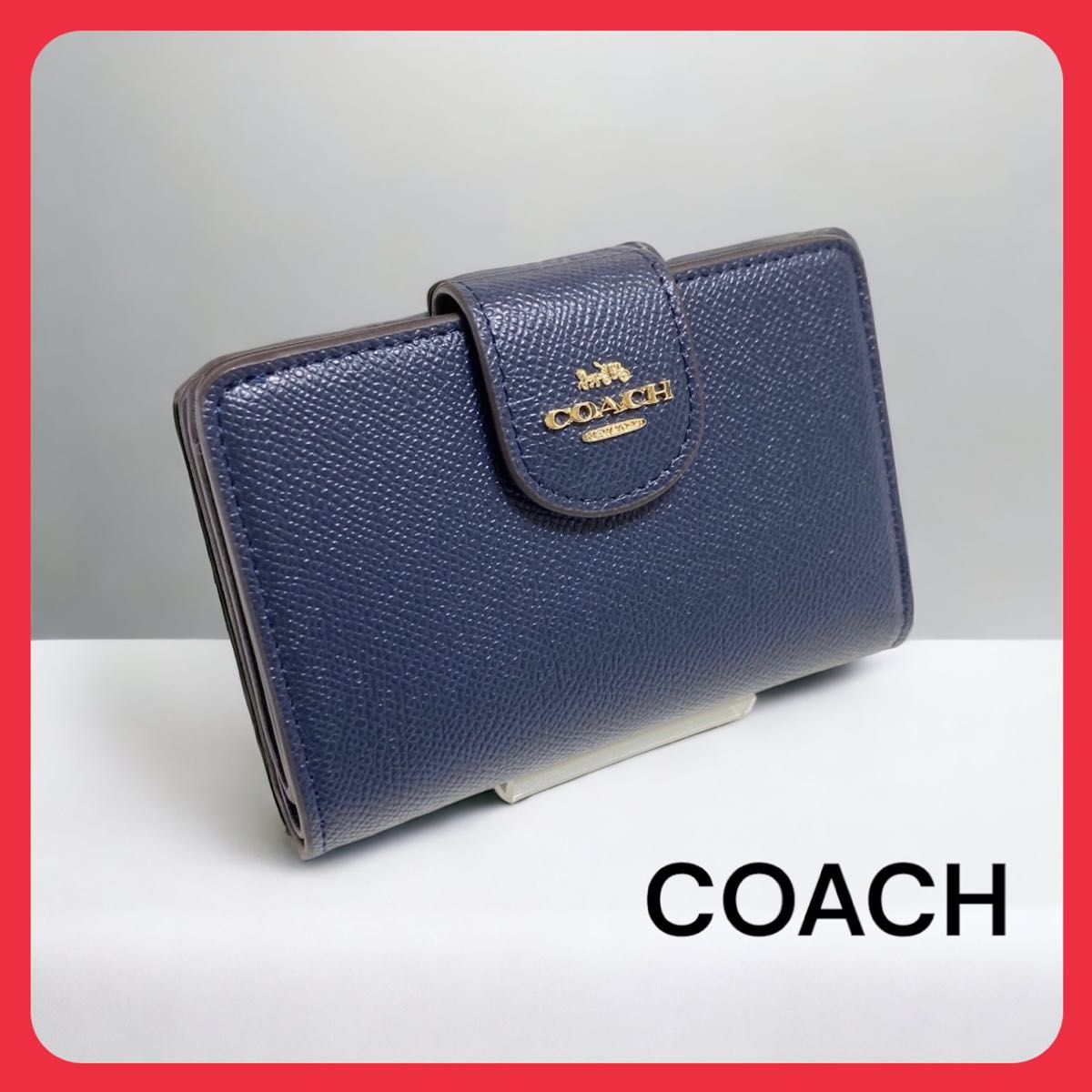 COACH 二つ折り財布 クロスグレーン レザー 6390 ミッドナイト