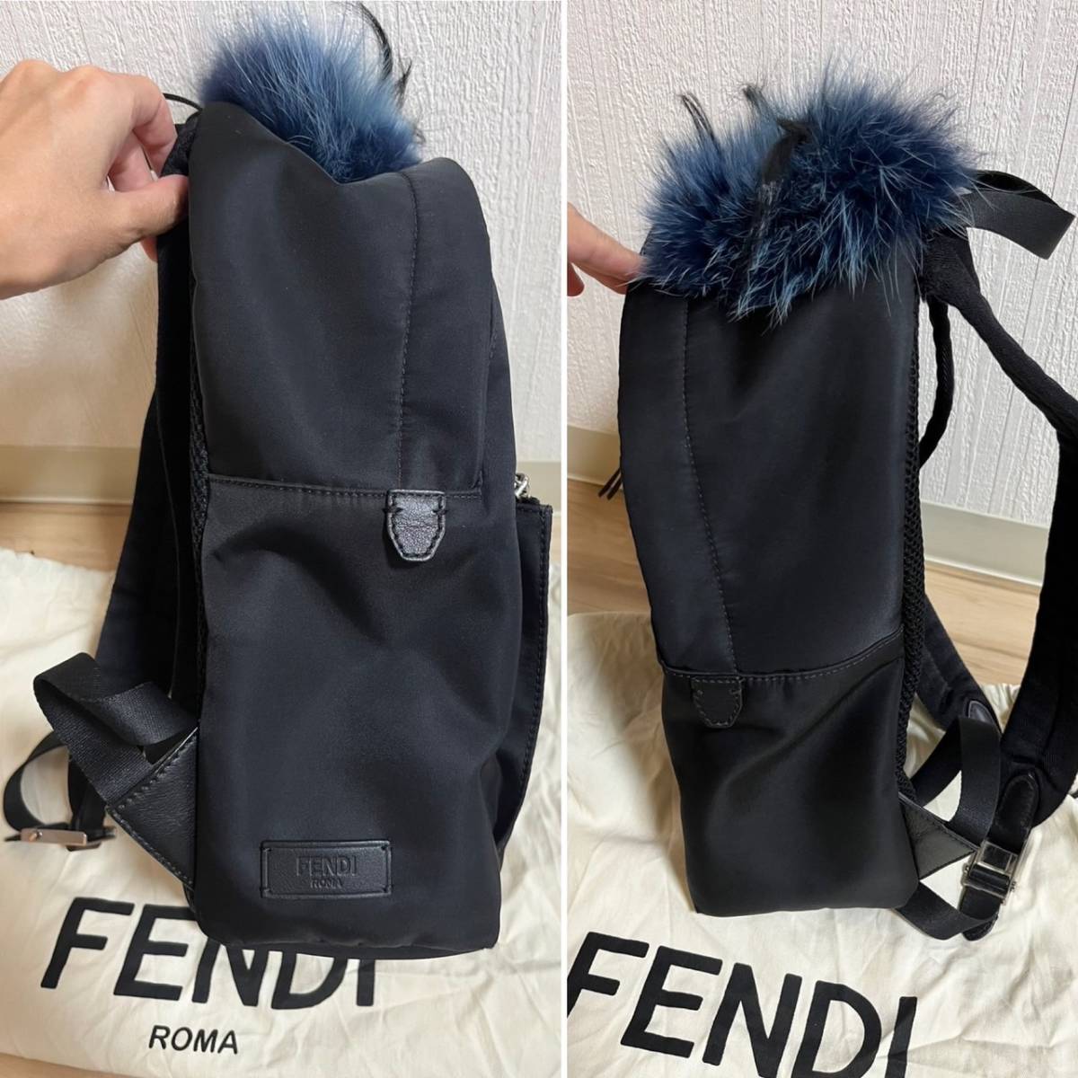 美品　FENDI フェンディ ナイロン モンスター バックパック リュック ブラック_画像2