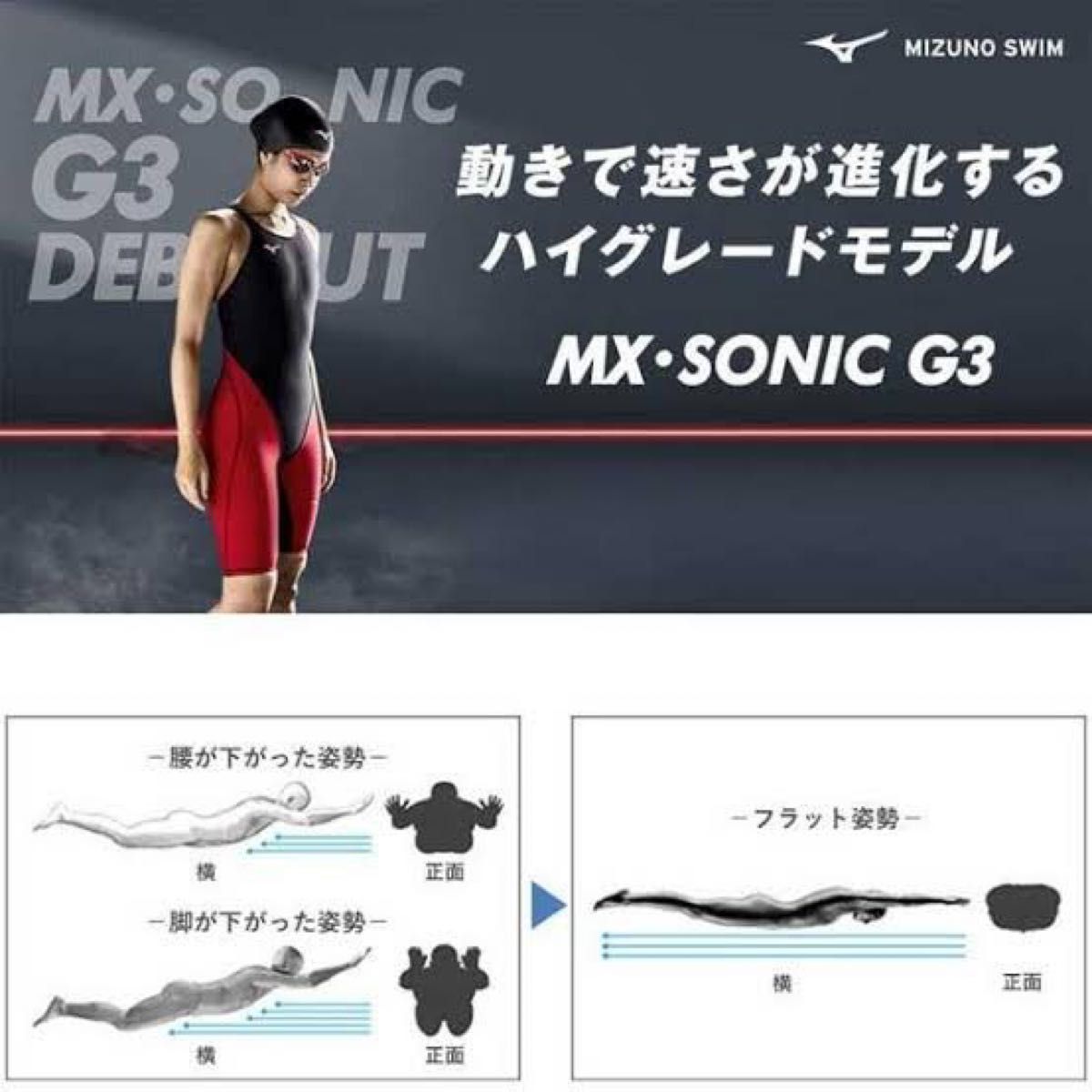 MX SONIC G3 ミズノ 競泳水着 130 霞ブルー 布帛 ガールズ ジュニア