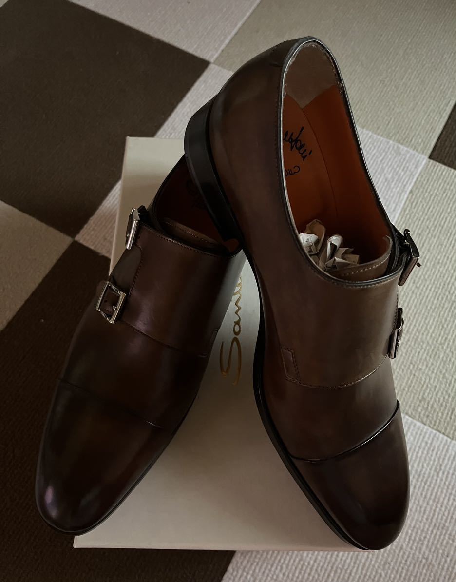 サントーニ SANTONI ダブルモンク ブラウン系 サイズUK7.5-