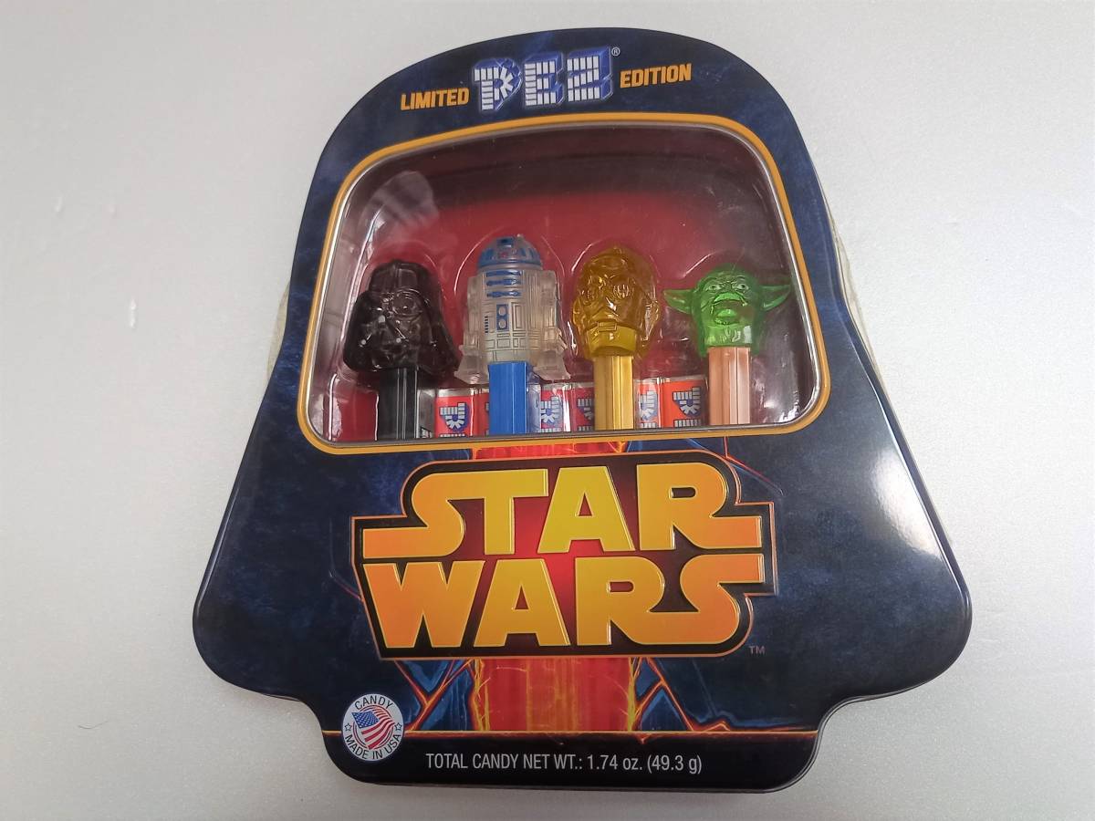 STAR WARS（スター・ウォーズ）PEZ（ペッツ）限定　ダースベイダー デザイン缶セット　特別クリアver. 未開封品 ヨーダ アメリカ版 当時物_画像1