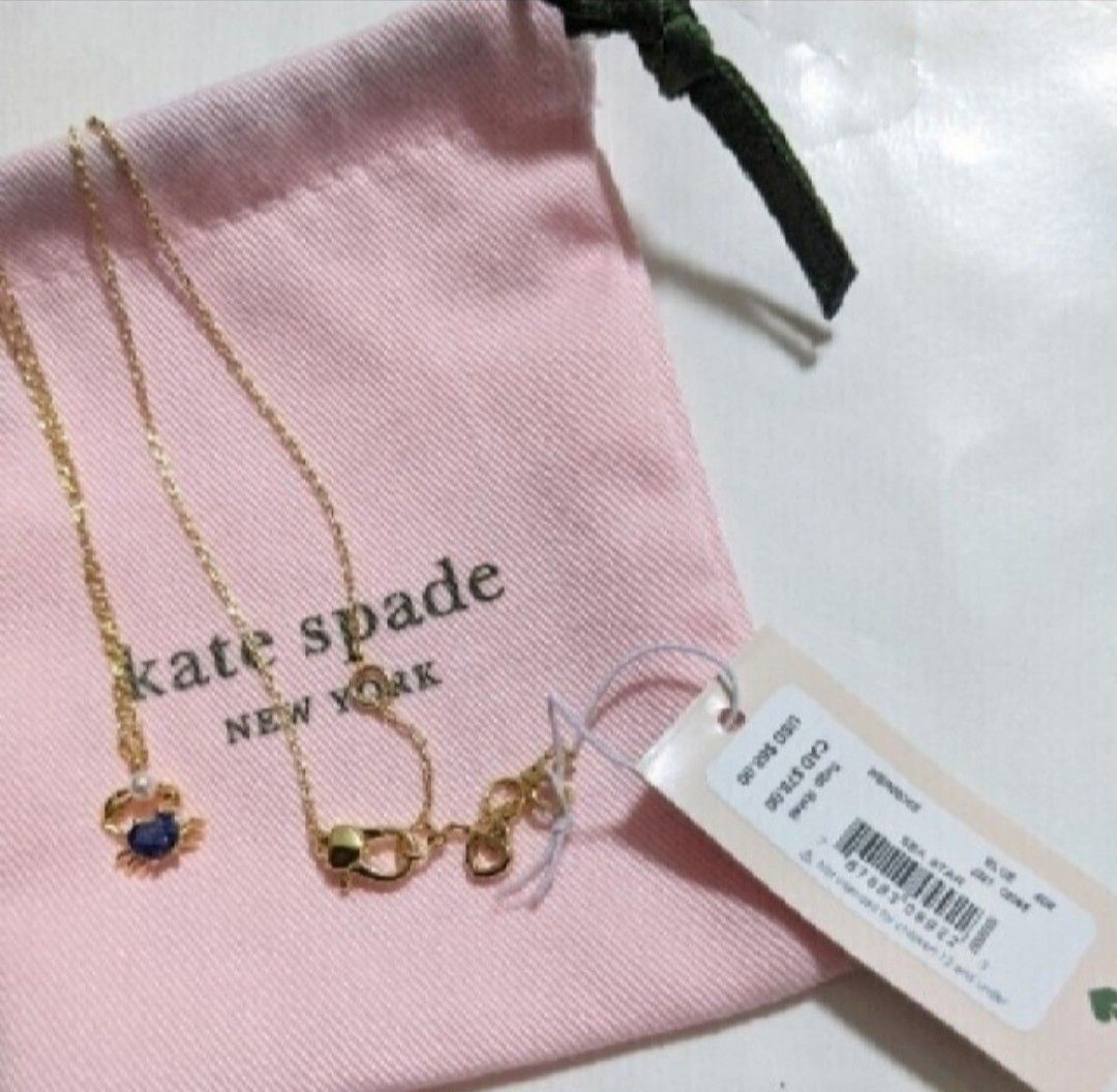 【新品】katespade ケイトスペード シースタークラブミニペンダントネックレス ゴールド タグ付保存ポーチ付 カニ 蟹
