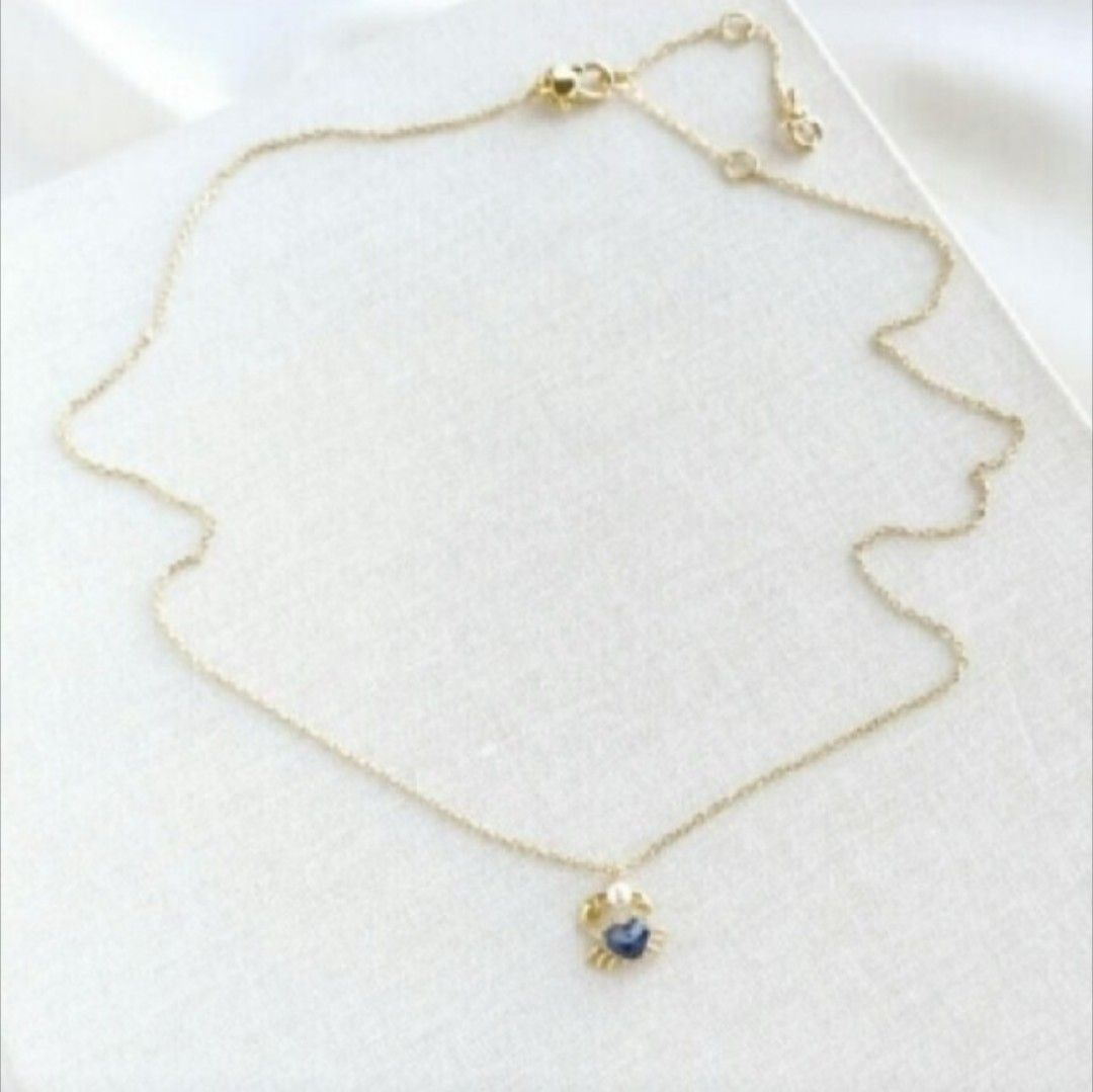【新品】katespade ケイトスペード シースタークラブミニペンダントネックレス ゴールド タグ付保存ポーチ付 カニ 蟹