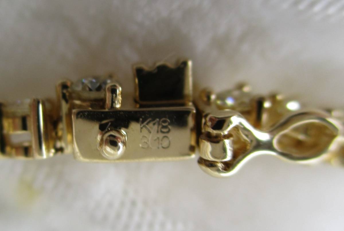 B-25 K18 yellow gold diamond 3.10ct tennis bracele 9.1g beautiful goods 